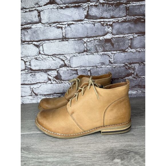 V-Italia Tan Brown Leather Combat Casual Zip Ankle Boots Women Sz 39EU/8.5M US - Picture 14 of 16